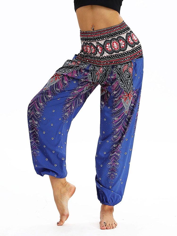 Boho Yoga Harem Byxor Med Geometriskt Tryck