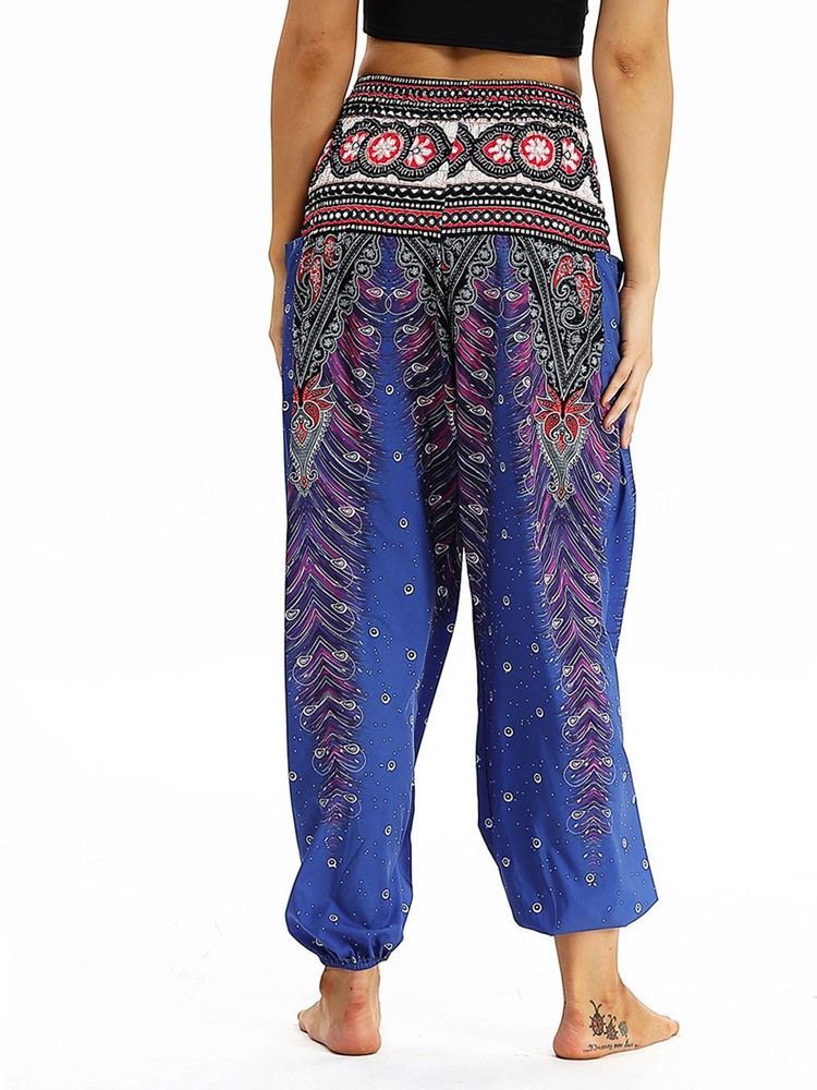 Boho Yoga Harem Byxor Med Geometriskt Tryck