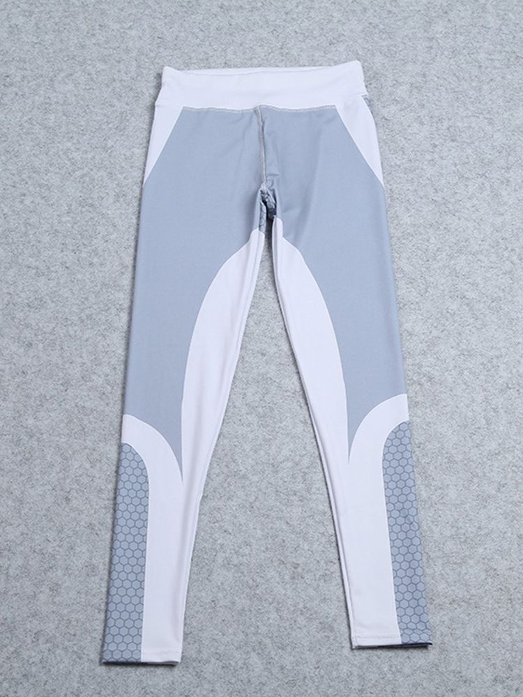 Color Block Honeycomb Print Yoga Leggings För Kvinnor Tiktok Leggings Med Hög Midja