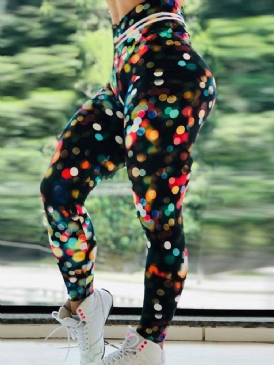 Color Block Print Gym Sport Yoga Byxor Hög Midja Tiktok Leggings