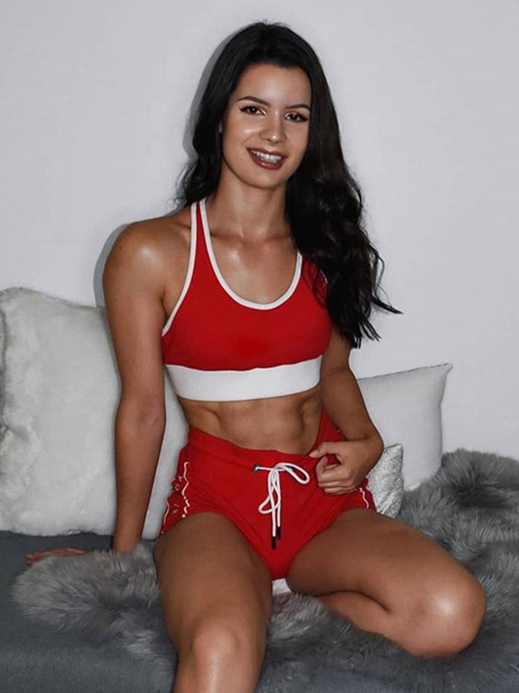Color Block Pullover Ärmlös Fitness Gym Sport Set