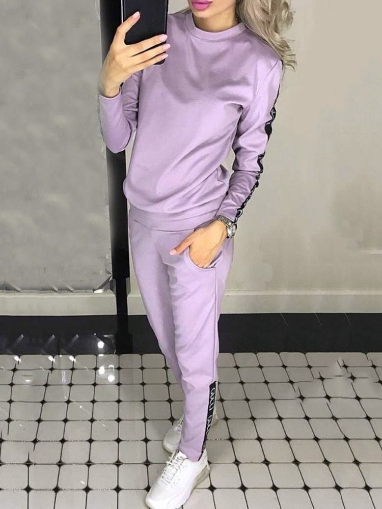 Cotton Blends Pullover Full Längd Kläder Set