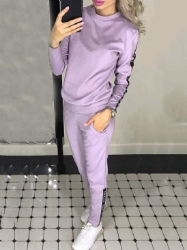 Cotton Blends Pullover Full Längd Kläder Set