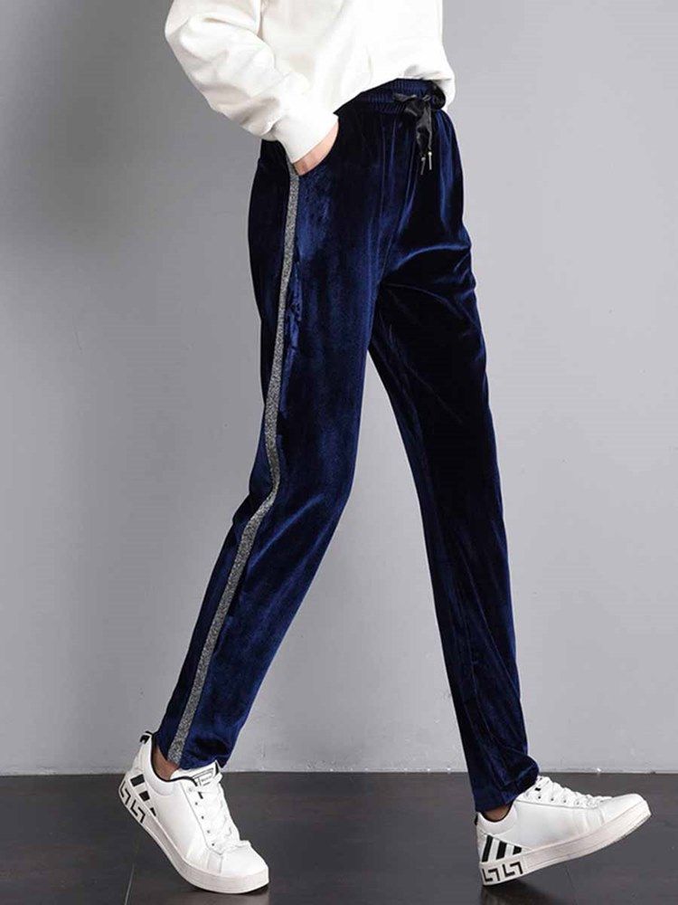Dam Plus Size Fickor Andas Stripe Yoga Byxor
