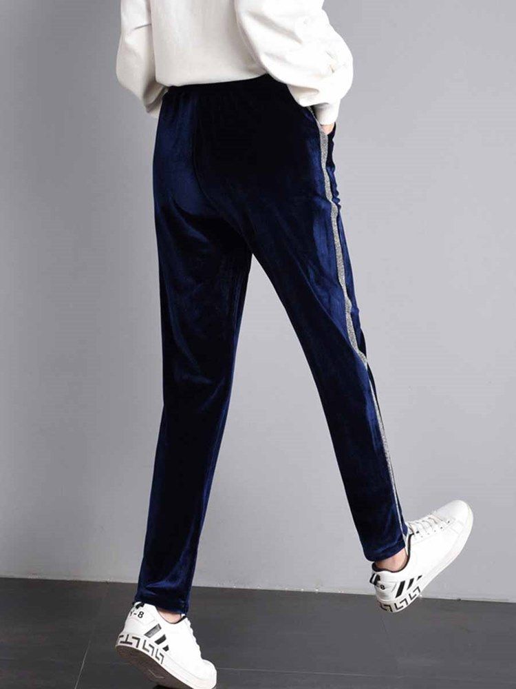 Dam Plus Size Fickor Andas Stripe Yoga Byxor