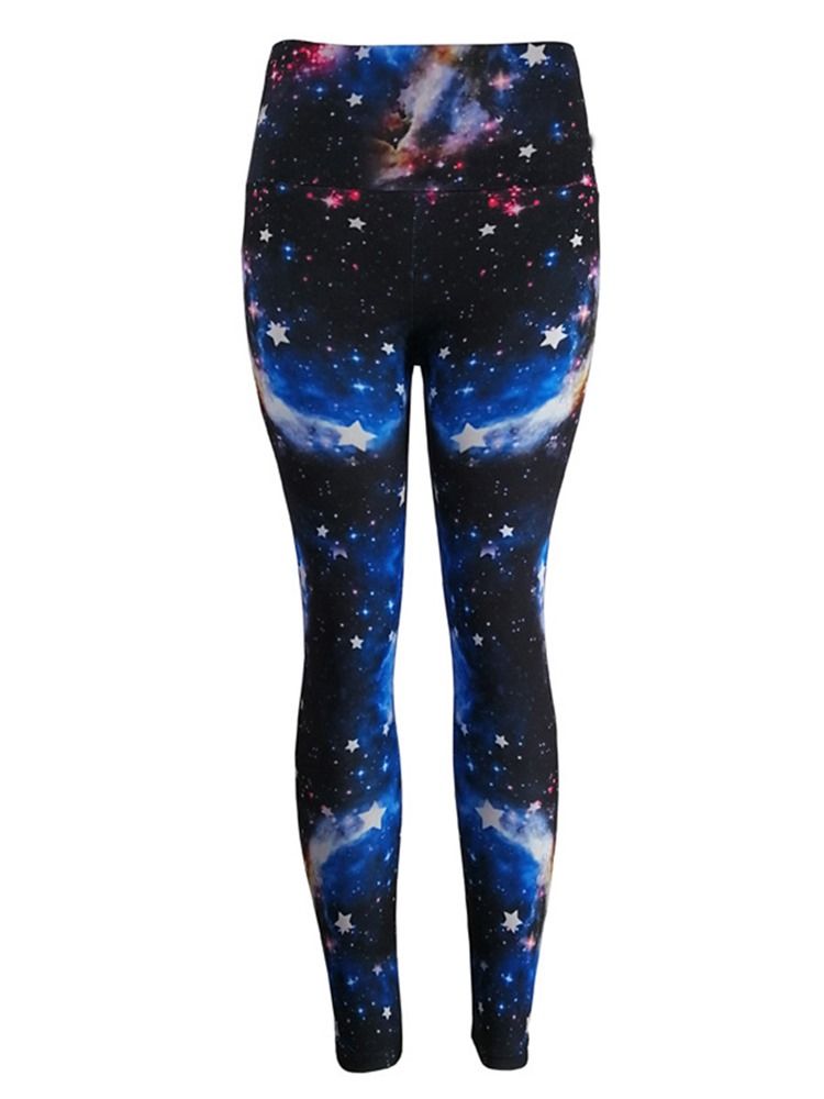 Dam Stjärnhimmel Färgblock Print Gym Sport Yoga Leggings Yogabyxor Tiktok Leggings Med Hög Midja