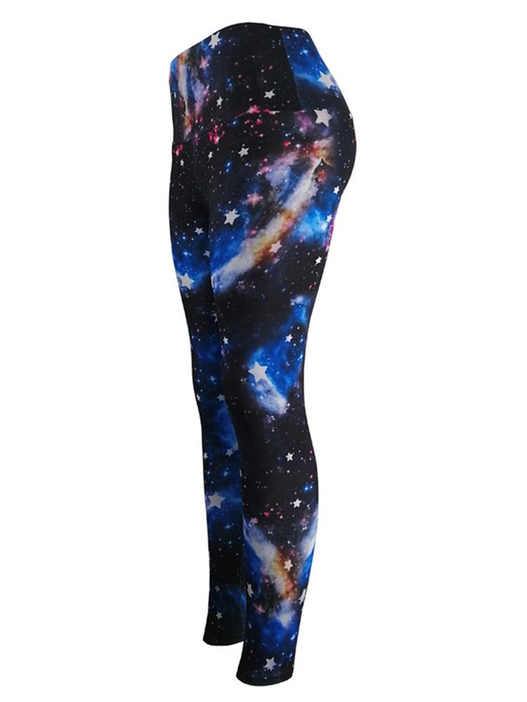 Dam Stjärnhimmel Färgblock Print Gym Sport Yoga Leggings Yogabyxor Tiktok Leggings Med Hög Midja