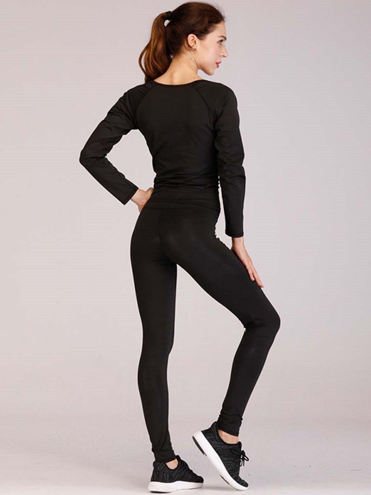 Damfärgblock Anti-Svett Pullover Långärmad Gymsportset