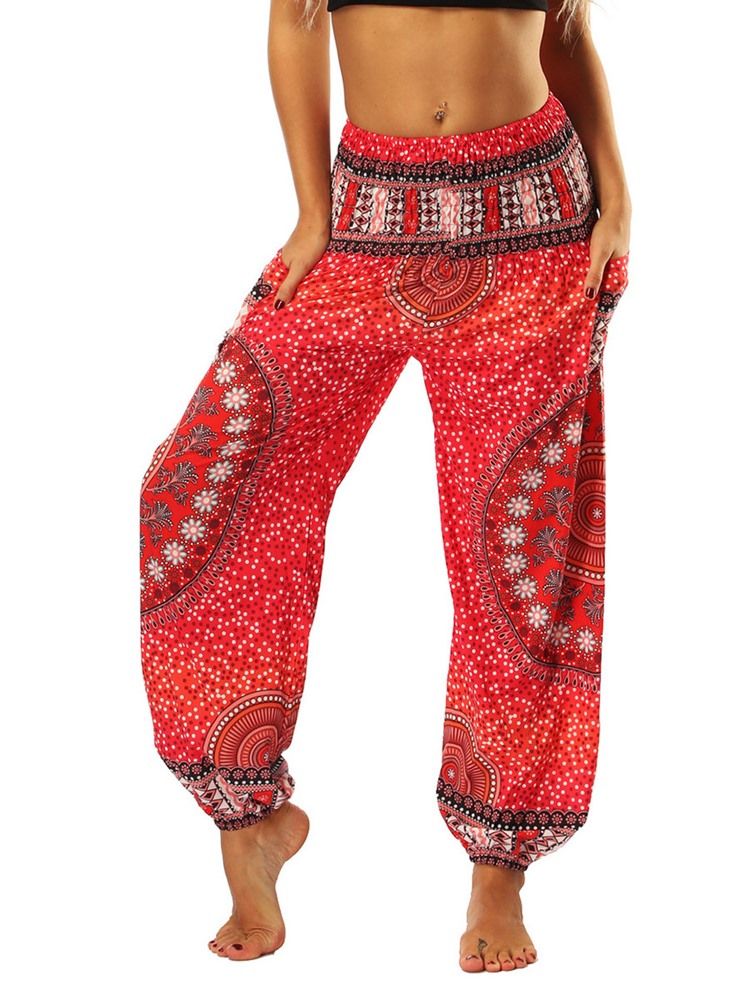 Damtryck Geometriska Loose Dance Yoga Byxor