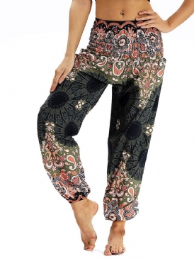 Damtryck Med Lös Elastisk Midja Sport Yogabyxor