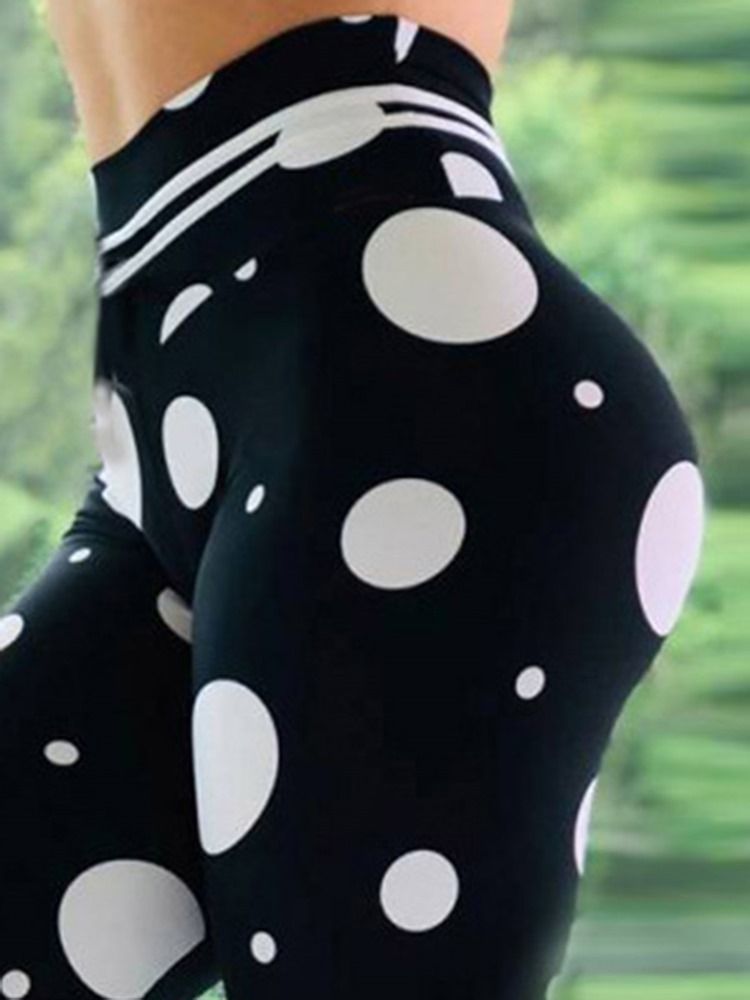 Damtryck Polka Dots Full Längd Yoga Byxor Tiktok Leggings Med Hög Midja