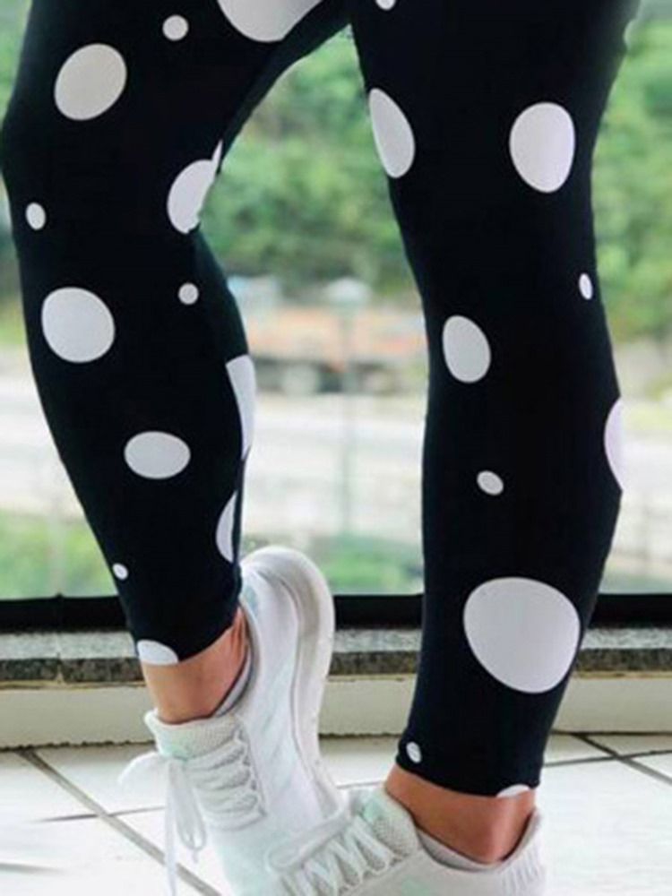 Damtryck Polka Dots Full Längd Yoga Byxor Tiktok Leggings Med Hög Midja