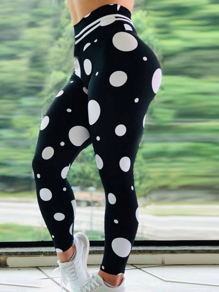 Damtryck Polka Dots Full Längd Yoga Byxor Tiktok Leggings Med Hög Midja