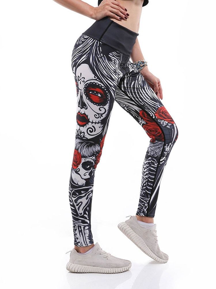 Damtryck Tecknad Anti-Svett Gym Sport Yoga Byxor Tiktok Leggings Med Hög Midja