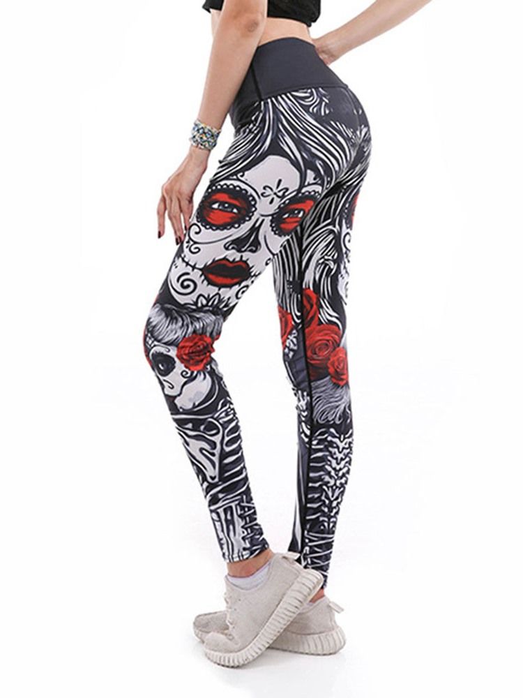 Damtryck Tecknad Anti-Svett Gym Sport Yoga Byxor Tiktok Leggings Med Hög Midja