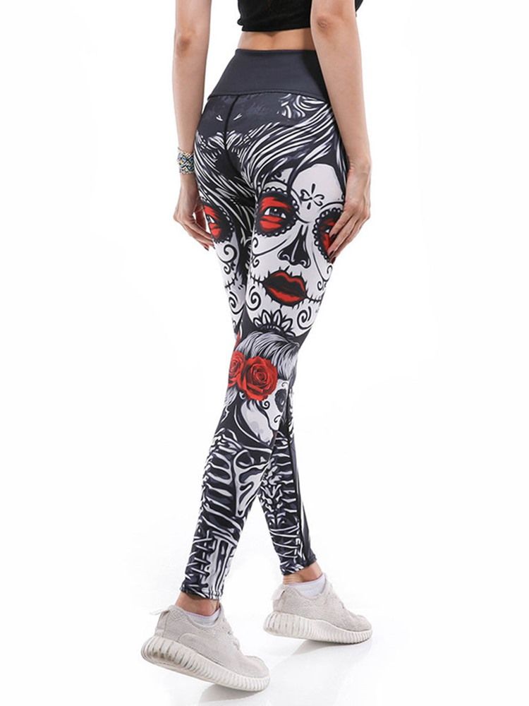 Damtryck Tecknad Anti-Svett Gym Sport Yoga Byxor Tiktok Leggings Med Hög Midja