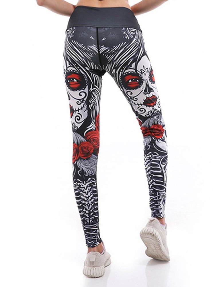 Damtryck Tecknad Anti-Svett Gym Sport Yoga Byxor Tiktok Leggings Med Hög Midja