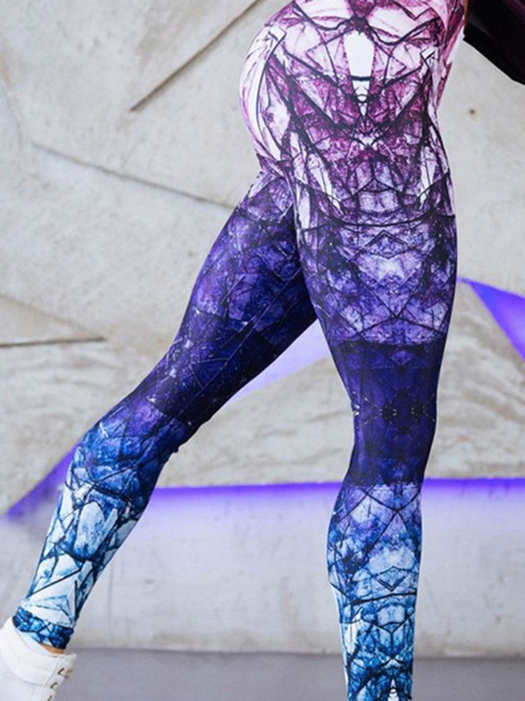 Diamond Pattern High-Wist Full Längd Yoga Byxor Tiktok Leggings Med Hög Midja