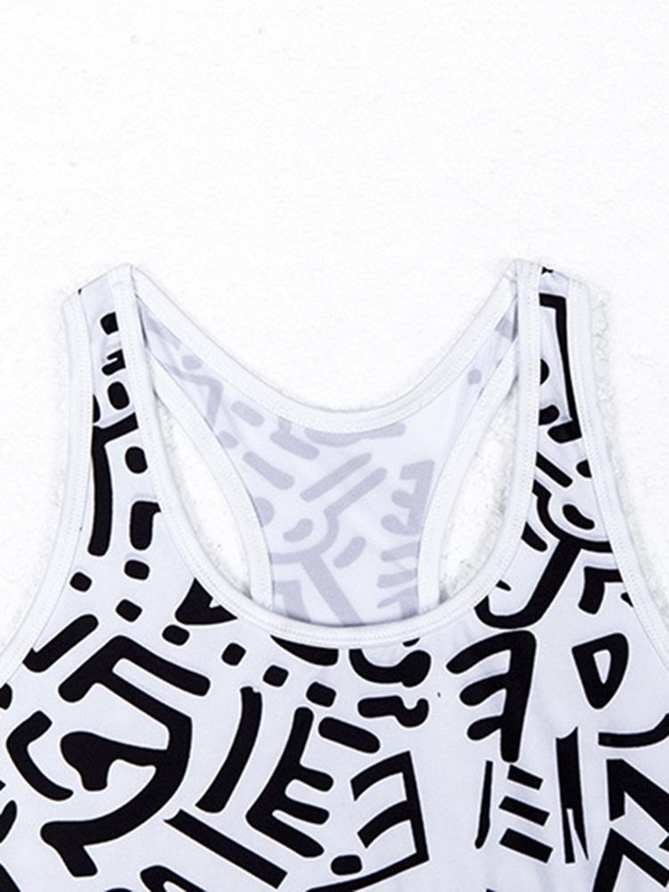 Färgblock Andningstryck Ärmlösa Gymsportset