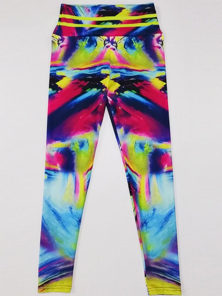Färgblocktryck Andas Gym Sport Yoga Leggings Yogabyxor Tiktok Leggings Med Hög Midja