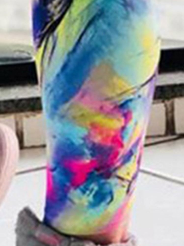 Färgblocktryck Andas Gym Sport Yoga Leggings Yogabyxor Tiktok Leggings Med Hög Midja