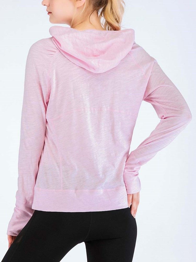 Fickor Solid Cotton Blends Anti-Sweat Pullover Sport Toppar