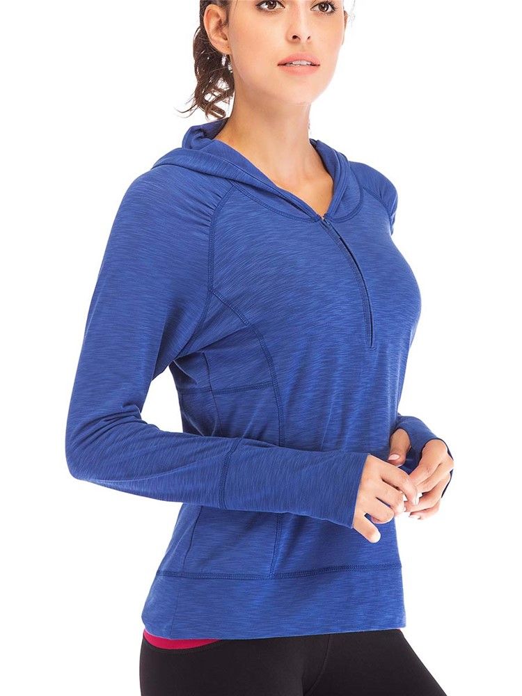 Fickor Solid Cotton Blends Anti-Sweat Pullover Sport Toppar