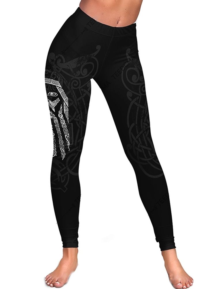 Geometriskt Sporttryck Tiktok Leggings Med Hög Midja