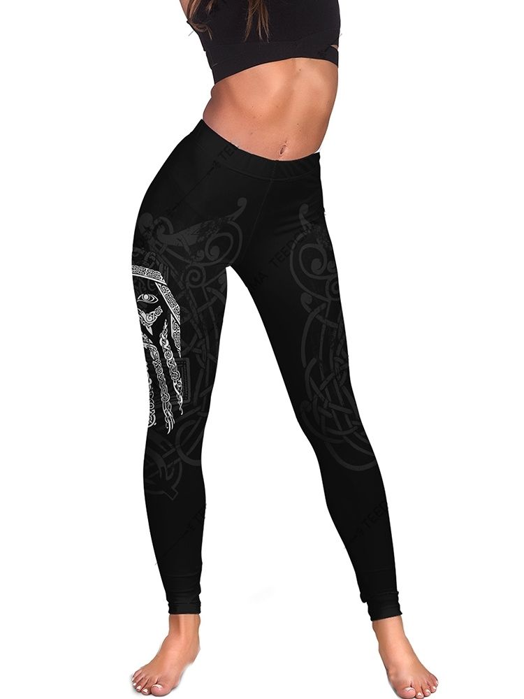 Geometriskt Sporttryck Tiktok Leggings Med Hög Midja