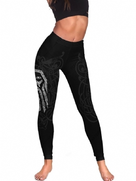 Geometriskt Sporttryck Tiktok Leggings Med Hög Midja