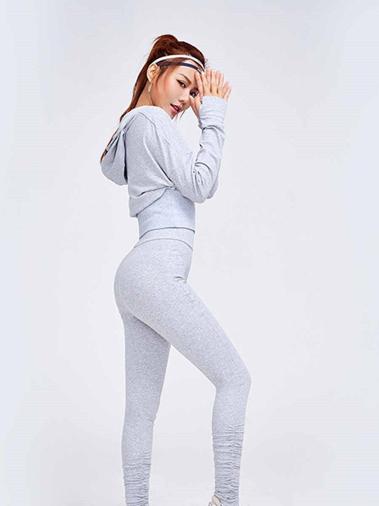 Hooded Coton Leggings Långärmade Volleybollsportset
