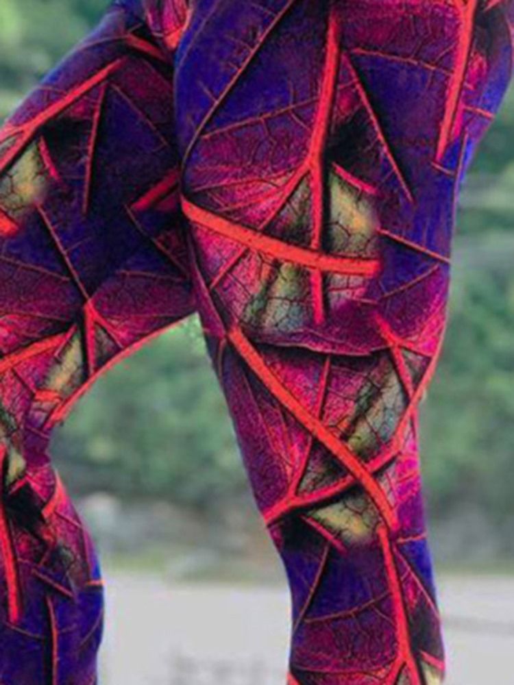 Kvinnors Färgblocktryck Fulllängd Push Up Leggings Yogabyxor Tiktok Leggings Med Hög Midja
