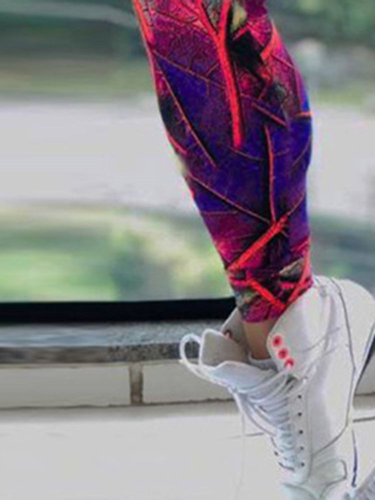 Kvinnors Färgblocktryck Fulllängd Push Up Leggings Yogabyxor Tiktok Leggings Med Hög Midja