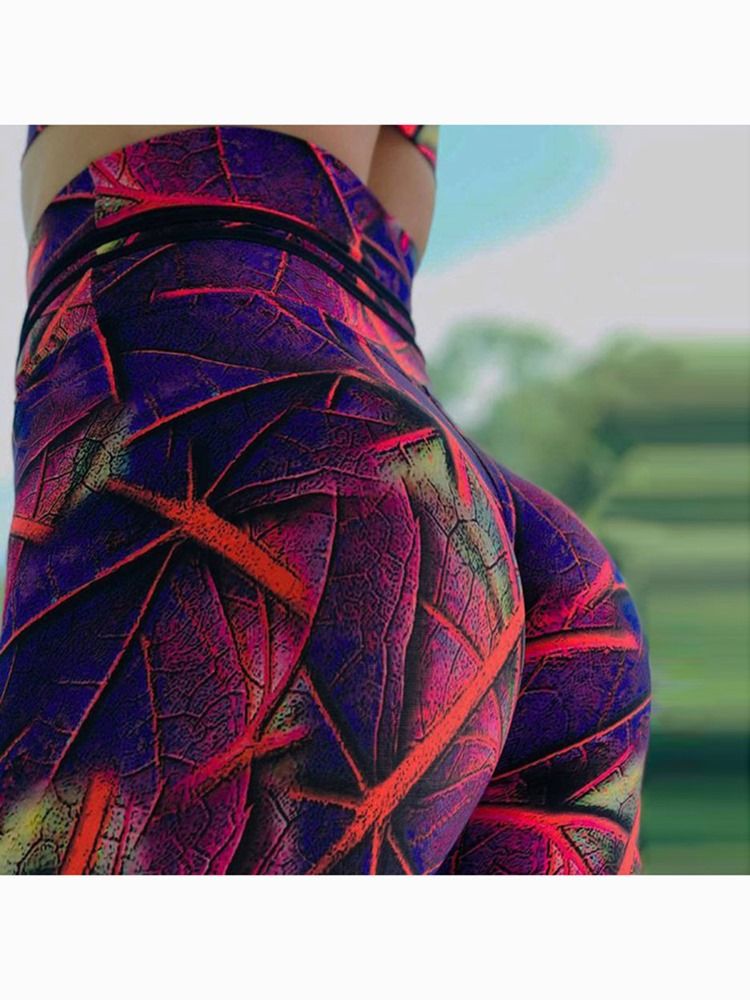 Kvinnors Färgblocktryck Fulllängd Push Up Leggings Yogabyxor Tiktok Leggings Med Hög Midja