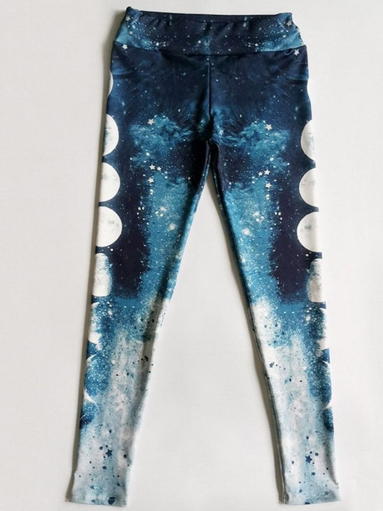 Kvinnors Färgblocktryck Hög Midja Gym Sport Yogabyxor Hög Midja Tiktok Leggings