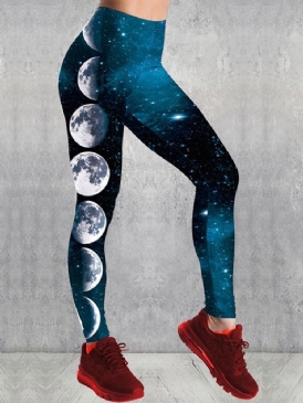 Kvinnors Färgblocktryck Hög Midja Gym Sport Yogabyxor Hög Midja Tiktok Leggings