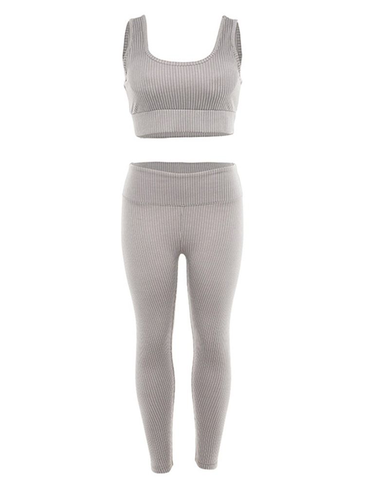 Kvinnors Solid Fotled Ärmlösa Sportset