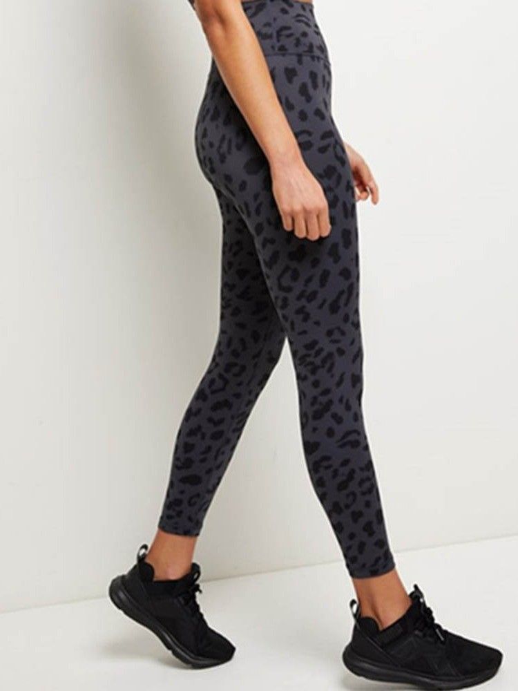 Leopard Bomullsblandningar Snabbtorkande Sommartennisbyxor Yogabyxor Tiktok-Leggings Med Hög Midja