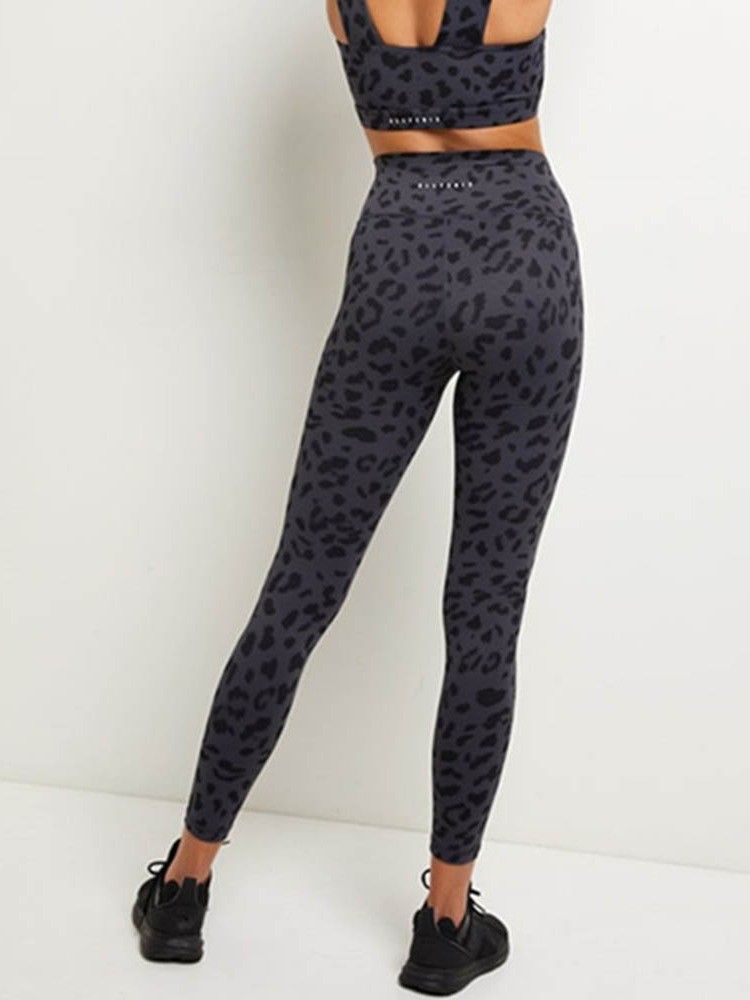 Leopard Bomullsblandningar Snabbtorkande Sommartennisbyxor Yogabyxor Tiktok-Leggings Med Hög Midja