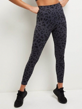 Leopard Bomullsblandningar Snabbtorkande Sommartennisbyxor Yogabyxor Tiktok-Leggings Med Hög Midja