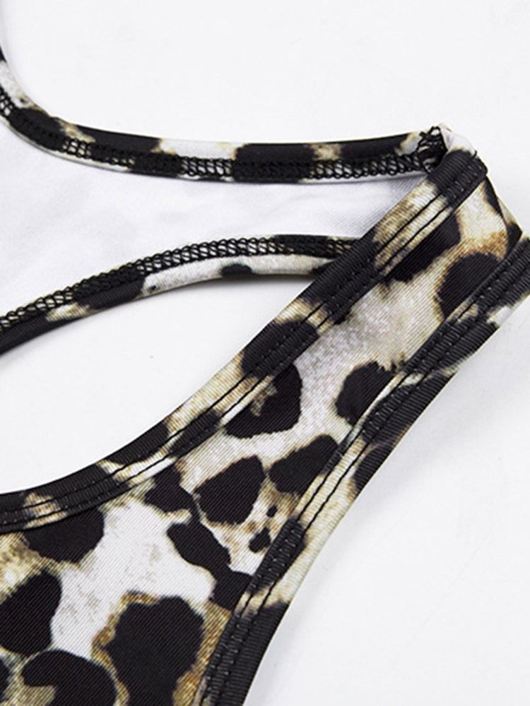 Leopard Polyestertryck Ärmlösa Fullängds Klädsatser