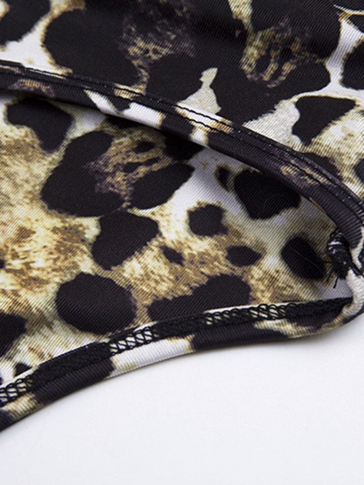 Leopard Polyestertryck Ärmlösa Fullängds Klädsatser