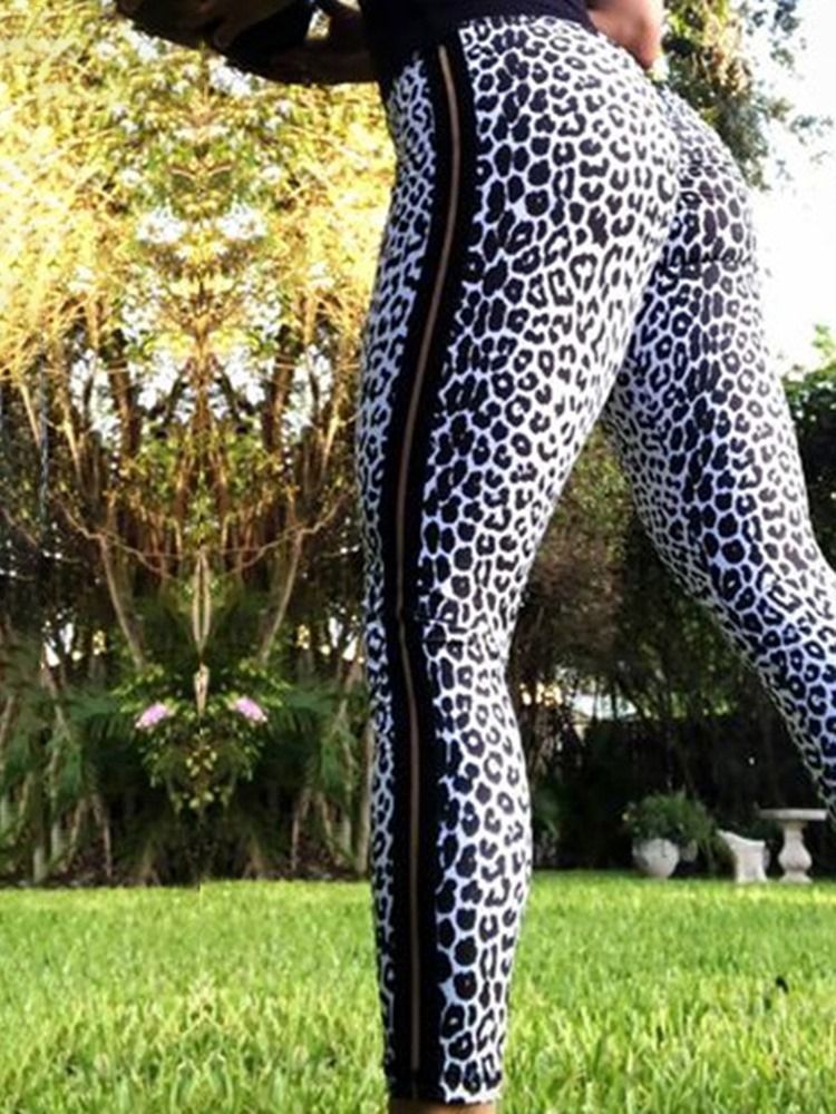 Leopardtryck Andningsbara Yogabyxor För Kvinnor Tiktok Leggings Med Hög Midja