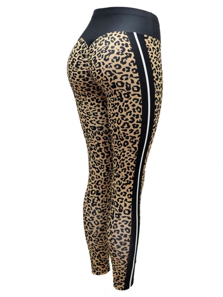 Leopardtryck Andningsbara Yogabyxor För Kvinnor Tiktok Leggings Med Hög Midja