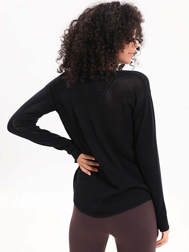 Mesh Patchwork Solid Anti-Sweat Akryl Pullover Tops