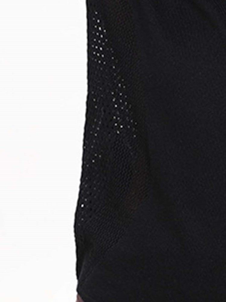 Mesh Patchwork Solid Anti-Sweat Akryl Pullover Tops