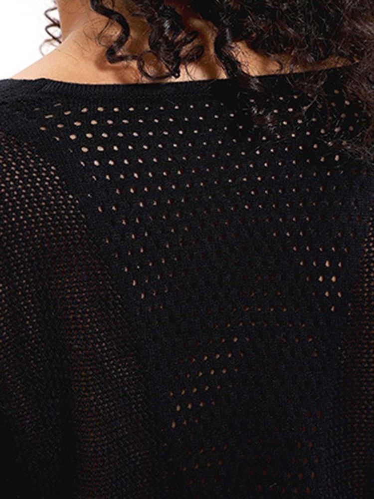 Mesh Patchwork Solid Anti-Sweat Akryl Pullover Tops