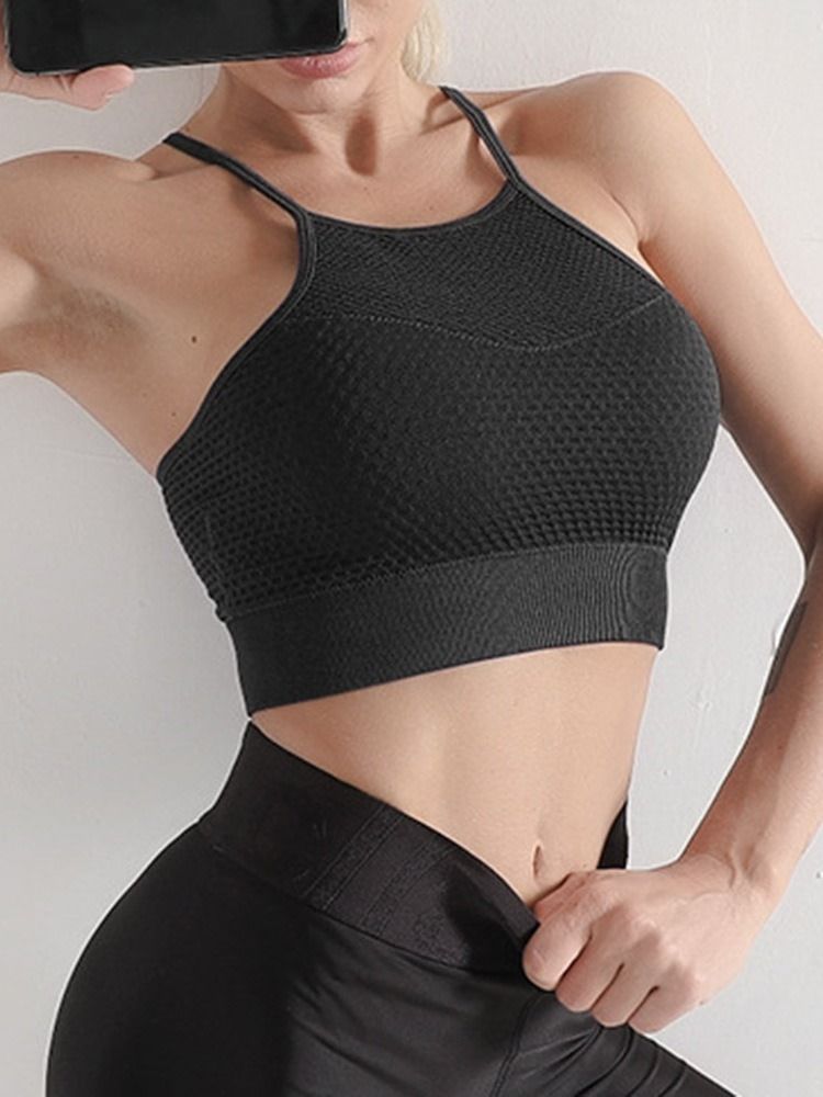 Mesh Solid Nylon Tröja För Kvinnor