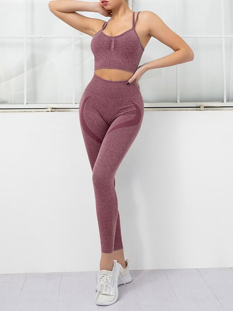 Nylon Andningsbara Ärmlösa Yogakläderset