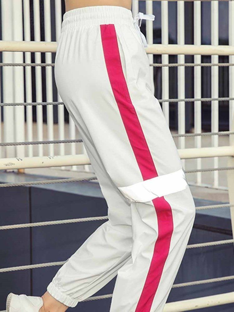 Nylon Andningsbara Fickor Stripe Street Dance Pants
